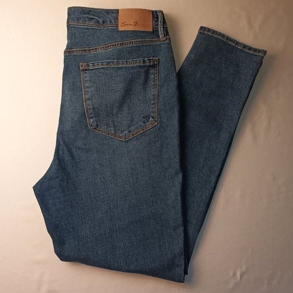 Seven7 Denim - Seven7 Womens High Rise Skinny Leg Jeans Size 12 Medium Wash Classic Stretch